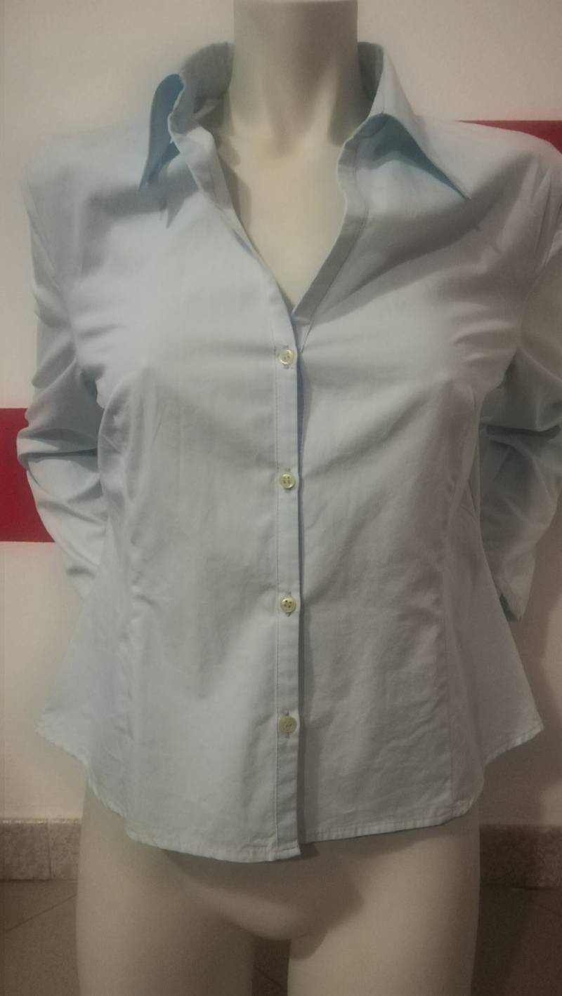 90S Blaue Bluse Mit V-Ausschnitt, Made in Italy, Grösse S/M von RCClo
