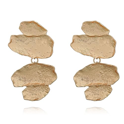 RCHENGYANUIMA Lange unregelmäßige geometrische Legierung Statement baumelnde Ohrringe für Frauen Boho große Metall-Ohrringe, Zink, Kein Edelstein von RCHENGYANUIMA