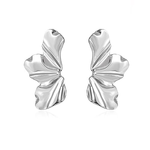RCHENGYANUIMA Vintage Punk Gold Statement Blume Geometrische Unregelmäßigkeit Floral Ohrstecker für Frauen, Zink, Kein Edelstein von RCHENGYANUIMA