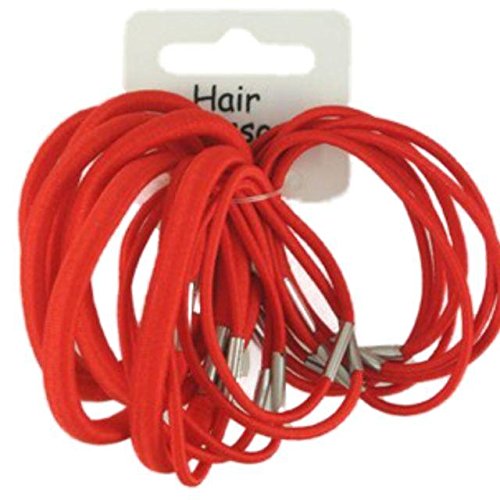 Haargummis, elastisch, breit und schmal, Rot, 18 Stück von RCL