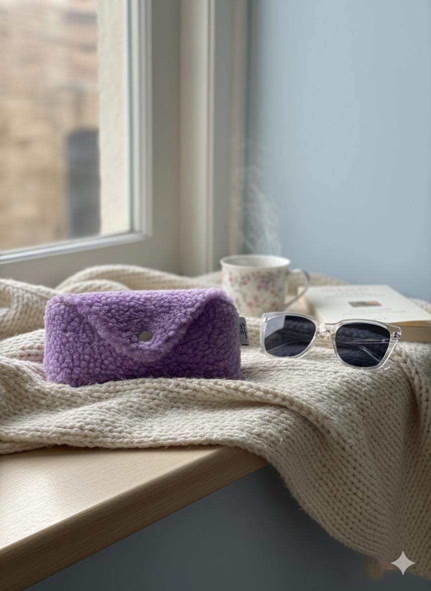 Flauschiges Brillenetui in Lavendel - Handgemacht Und Kuschelig Weich, Teddyplüsch, Teddy von RChandmadeKerpen