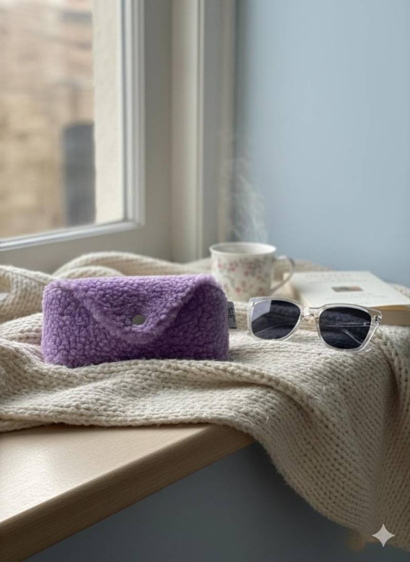 Flauschiges Brillenetui in Lavendel - Handgemacht Und Kuschelig Weich, Teddyplüsch, Teddy von RChandmadeKerpen