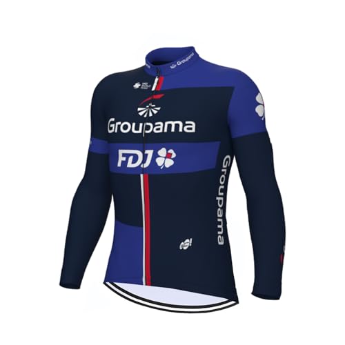 RDCYCLIST 2024 Winter Thermofleece Wärmer Pro Team FDJ Langarm-Radtrikot für Männer, schnelltrocknende Rennradjacke Fahrradbekleidung (4XL) von RDCYCLIST