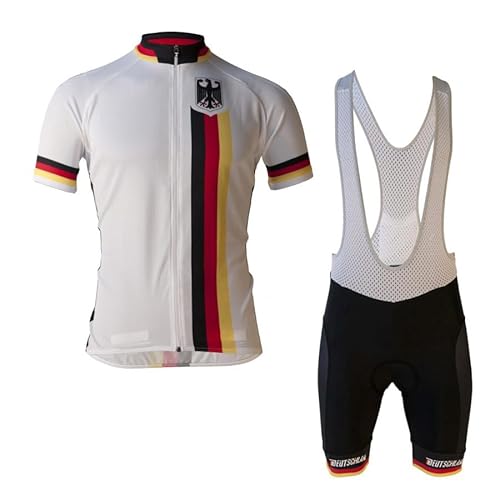 RDCYCLIST 2025 Pro Team Deutschland Radsporttrikot-Set für Männer, atmungsaktives MTB-Rennradtrikot Paddad Bib Short Trikots (L) von RDCYCLIST