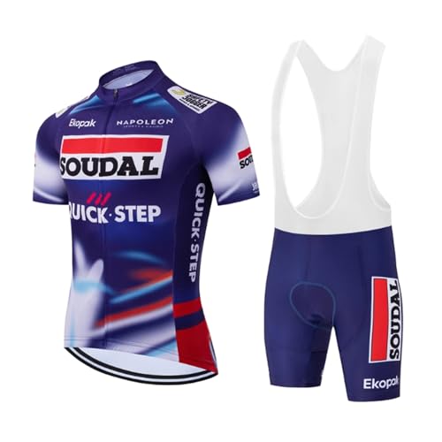 RDCYCLIST 2025 Pro Team SOUDAL Quick Step Radsporttrikot-Set für Männer, atmungsaktives MTB-Rennradtrikot Paddad Bib Short Trikots (4XL) von RDCYCLIST