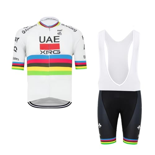 RDCYCLIST 2025 Pro Team UAE Championship Radsporttrikot-Set für Männer, atmungsaktives MTB-Rennradtrikot Paddad Bib Short Trikots (S) von RDCYCLIST