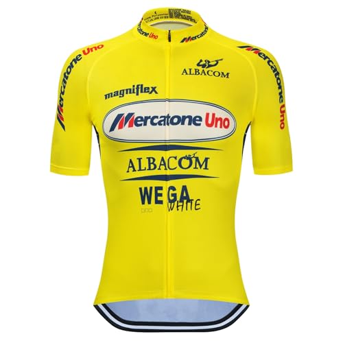 RDCYCLIST Marco Pantani Retro-Klassiker Pro Team Mercatone Uno Radtrikot Set für Herren, Vintage atmungsaktives MTB-Radtrikot (XL) von RDCYCLIST