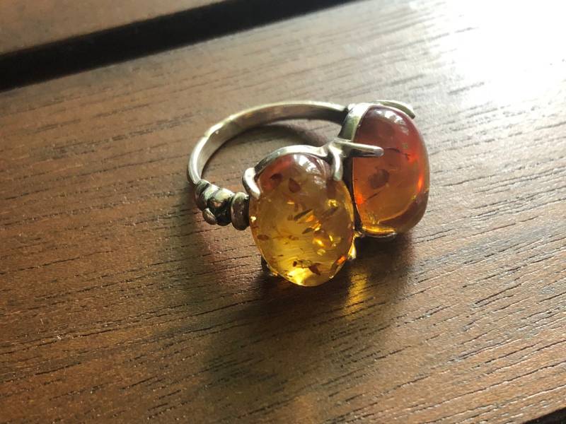 Bernsteinring, Naturerber, Pure Silber, Festsilber, 925 Naturstein, Oversized Ring, Statement Ring von RDJewelryStudio