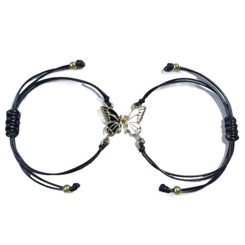RDNKVB Damen und Herren Freunde Langstrecken Versprechen Matching Armbande, 2 Stück Farbe Freundschaftsarmband, mit Schmetterling Armband, Beste Freundin Armband von RDNKVB