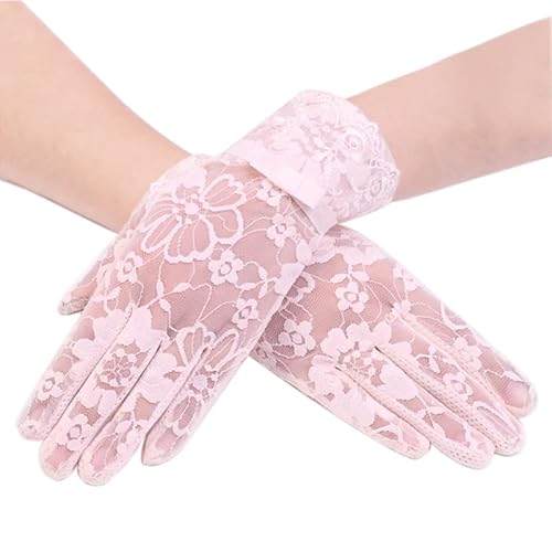 RDWESZOD Damen-Handschuhe, Spitze, Blumenmuster, elegant, kurz (Rosa-B) von RDWESZOD