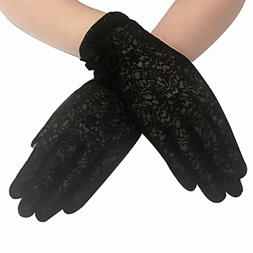 RDWESZOD Damen-Handschuhe, Spitze, Blumenmuster, elegant, kurz (Schwarz-A) von RDWESZOD