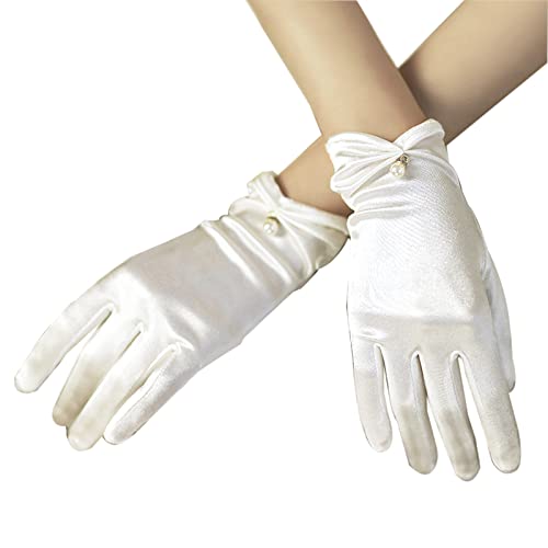 RDWESZOD Damen-Handschuhe, kurz, Bankett, Party, Hochzeit, Opernhandschuhe (Weiß-B) von RDWESZOD