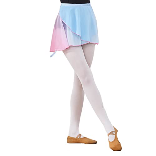 RDWESZOD Frauen Chiffon Sheer Gradient Ballett Röcke, Wrap Over Schal Mini Tutu Ballett Röcke für Tänzer Klassen Performance Kostüm (Blau-Rosa) von RDWESZOD