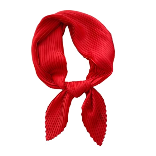 RDWESZOD Frauen Mädchen Schal, Plissee Rhombus Kopf Schal Wraps Schal Halstuch Bandana (Rot) von RDWESZOD