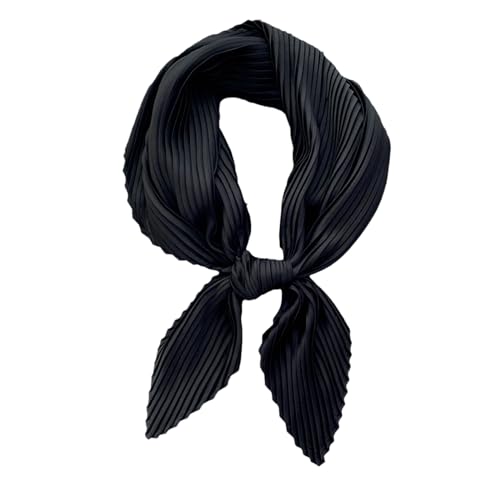 RDWESZOD Frauen Mädchen Schal, Plissee Rhombus Kopf Schal Wraps Schal Halstuch Bandana (Schwarz) von RDWESZOD