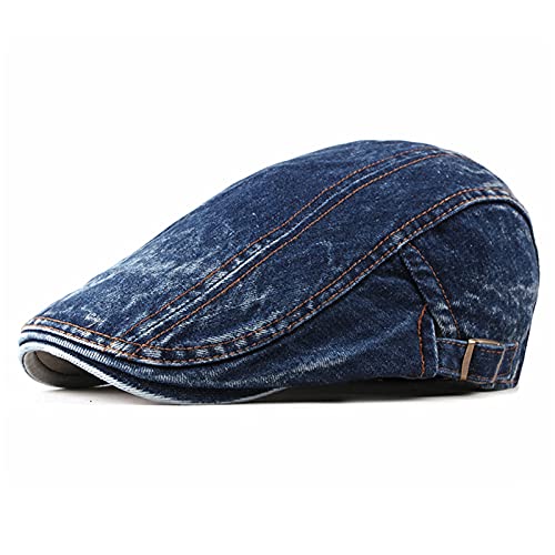 RDWESZOD Herren Denim Baumwolle Flat Cap Ivy Newsboy Cabbie Caps Driving Jagd Hut (Hellblau) von RDWESZOD