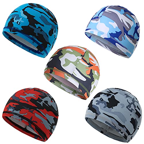 RDWESZOD Herren Skull Cap Running Hüte Schweiß Wicking Hüte Milch Seide Radfahren Helm Liner,5 Stück von RDWESZOD