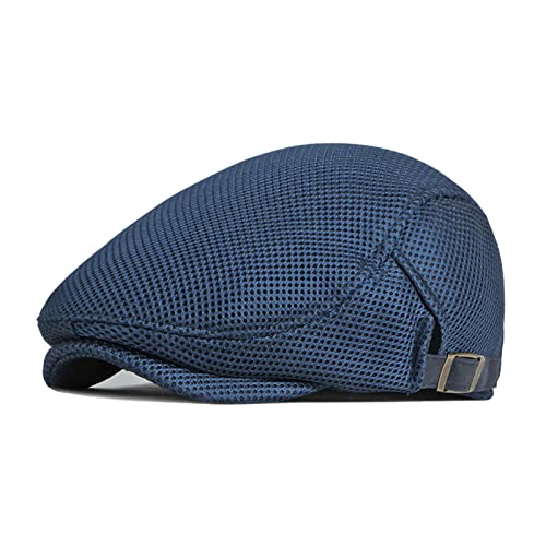 RDWESZOD Männer Mesh Flat Cap Atmungsaktive Sommer Newsboy Hut Beret Cabbie Ivy Hut Newsboy Hut für das Fahren der Jagd (Blau) von RDWESZOD