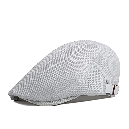 RDWESZOD Männer Mesh Flat Cap Atmungsaktive Sommer Newsboy Hut Beret Cabbie Ivy Hut Newsboy Hut für das Fahren der Jagd (Silber) von RDWESZOD