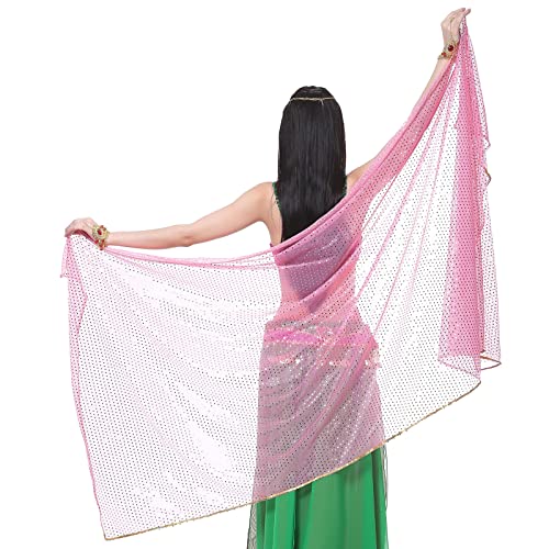 RDWESZOD Shinning Spot Bühne Dancewear Schals, leichte Bauchtanz Schals, Bauchtanz Schleier Kostüm Outfit Schal, 210x95cm/6.9x3.1ft (Rosa) von RDWESZOD