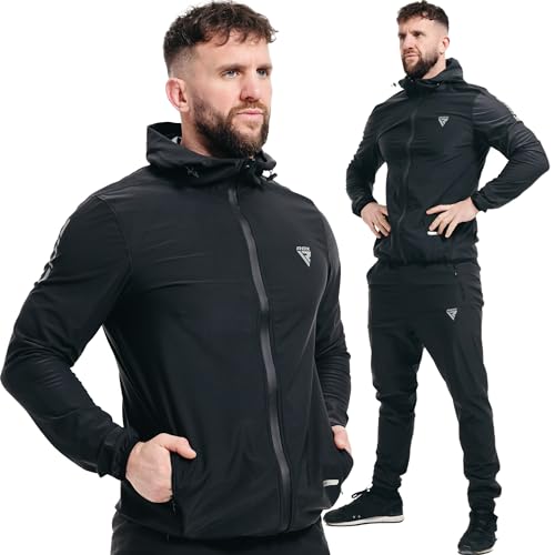 RDX Schwitzanzug Zum Abnehmen, Saunaanzug REACH Konform, Kapuzen Anzug Sauna Suit Sweatanzug Sportanzug Trainingsanzug Thermo Sweatsuit Boxen MMA Gym Fitness Laufen Herren Damen von RDX