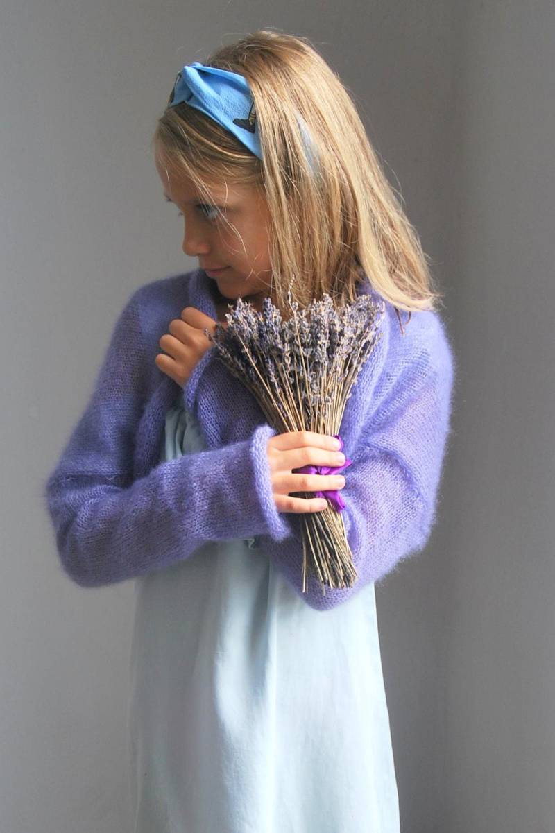 Lavendel Kid Seide Mohair Spitze Shrug - Blumenmädchen Bolero von RDesignStore