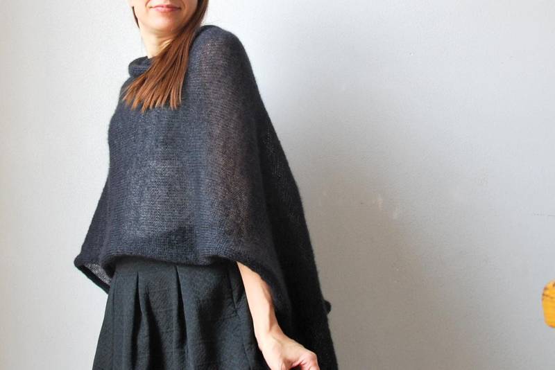 Schwarzer Mohair Seiden-Hochzeits-Schal Leichter Brautschal von RDesignStore