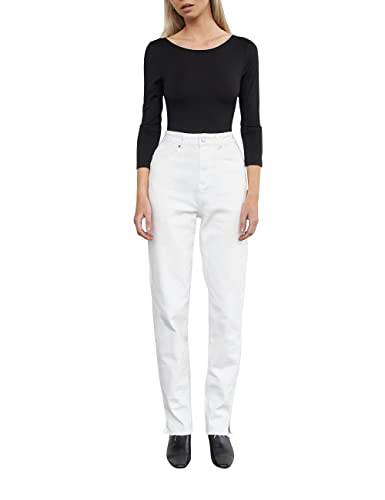 RE-ZO Damen weiße Jeans-Hose Denim High-Waist Blickdicht Berufskleidung, Farbe:Weiß, Jeans/Hosen Neu:32W / 32L von RE-ZO