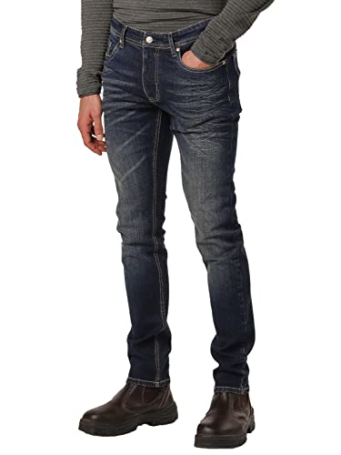 RE-ZO Herren Jeans-Hose Slim-Fit Used-Look normaler Bund Denim Stretch Male, Farbe:Denim, Jeans/Hosen Neu:32W / 30L von RE-ZO