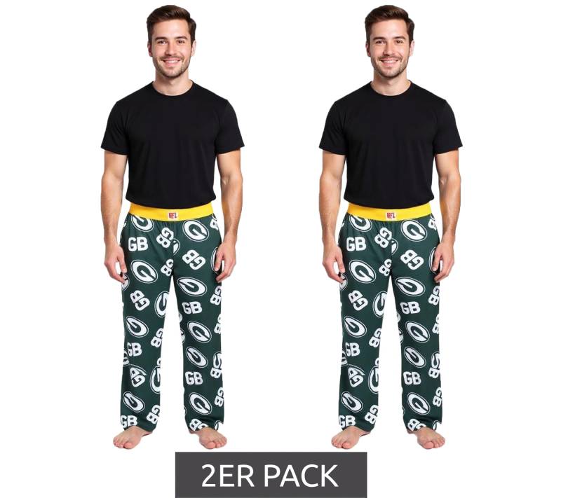 2er Sparpack RE:COVERED X NFL Green Bay Packers Loungepants Herren Schlafanzug-Hose mit Team-Logo Baumwolle Pyjama-Hose RCNFL1398 Grün von RE:COVERED