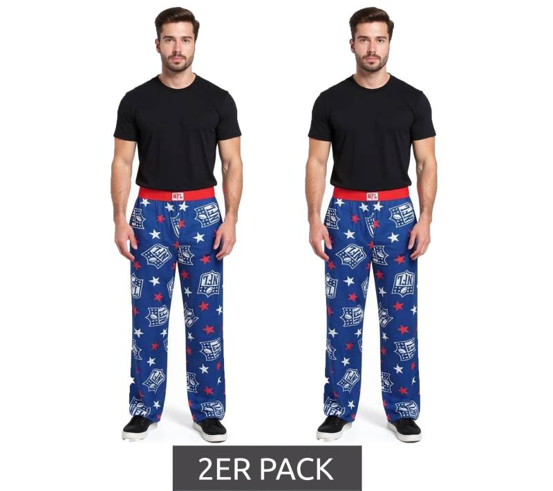 2er Sparpack RE:COVERED X NFL Shield and Stars Loungepants Herren Schlafanzug-Hose mit NFL-Logo Baumwolle Pyjama-Hose RCNFL1401 Blau von RE:COVERED