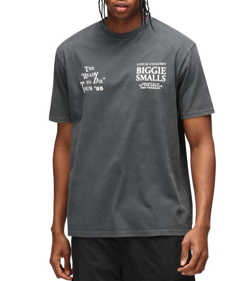 RE:COVERED X Biggie Smalls Herren Baumwoll-Shirt mit 1995 Ready to die tour 1995 Konzert Werbung T-Shirt Alltags-Shirt Kurzarm-Shirt MMLVN221 Grau von RE:COVERED