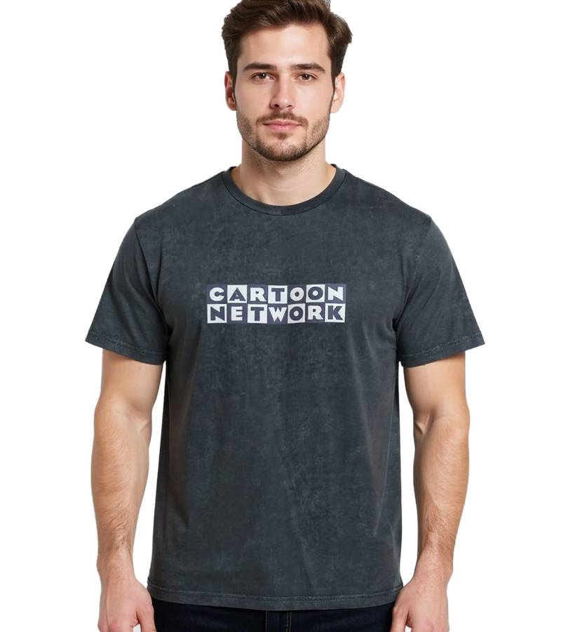 RE:COVERED X Cartoon Network Herren T-Shirt mit Motto-Print Baumwoll-Shirt Rundhals-Shirt RCWARN753 Grau von RE:COVERED