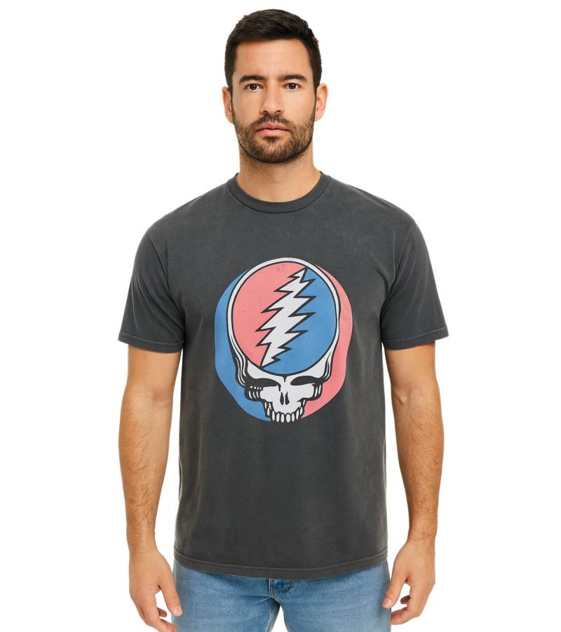RE:COVERED X Grateful Dead Herren T-Shirt mit großem Bandlogo Baumwoll-Shirt Kurzarm-Shirt RCWBROS169 Grau von RE:COVERED