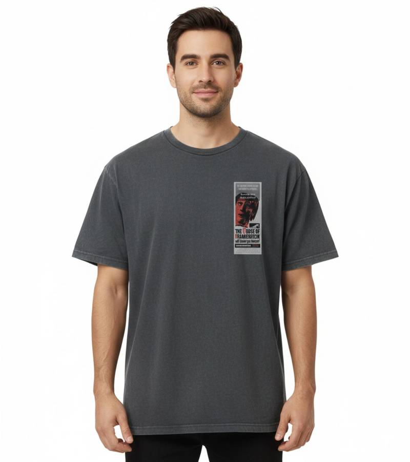 RE:COVERED X HAMMER Horror Frankenstein Curse Herren T-Shirt mit großem Rücken-Print Baumwoll-Shirt RCSTC111 Schwarz von RE:COVERED