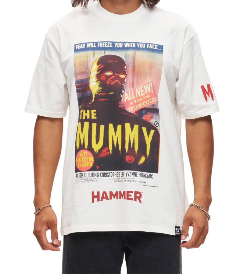 RE:COVERED X HAMMER The Mummy Herren T-Shirt mit großem Front-Print Baumwoll-Shirt RCSTC109 Ecru-Weiß von RE:COVERED