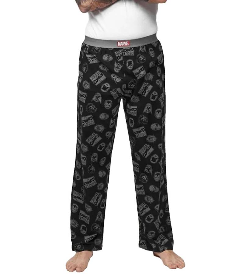 RE:COVERED X MARVEL Comics Hero Loungepants Herren Schlafanzug-Hose mit Marvel-Figuren-Print Pyjama-Hose MMDIF1485 Schwarz/Grau von RE:COVERED