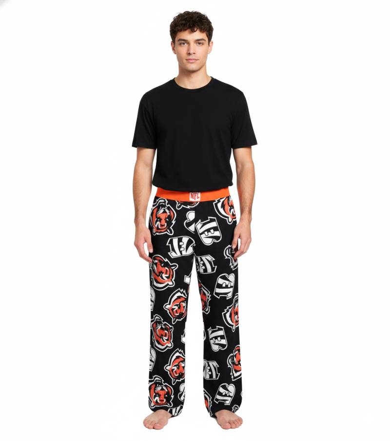 RE:COVERED X NFL Cincinnati Bengals Loungepants Herren Schlafanzug-Hose mit Team-Logo Pyjama-Hose RCNFL1462 Schwarz/Weiß von RE:COVERED