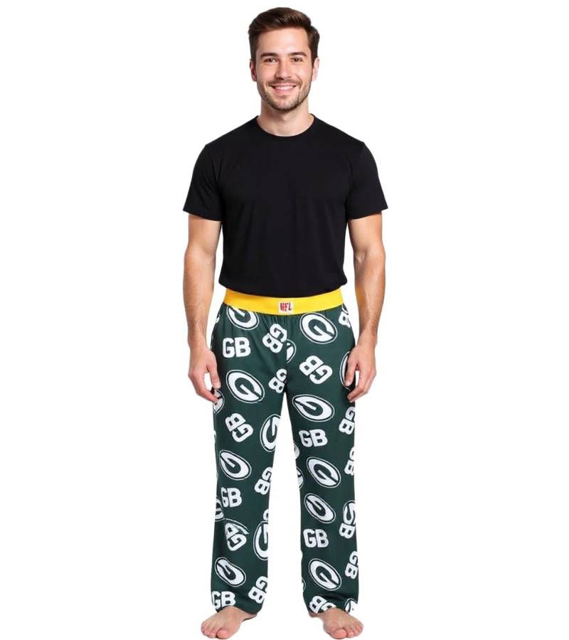 RE:COVERED X NFL Green Bay Packers Loungepants Herren Schlafanzug-Hose mit Team-Logo Baumwolle Pyjama-Hose RCNFL1398 Grün von RE:COVERED