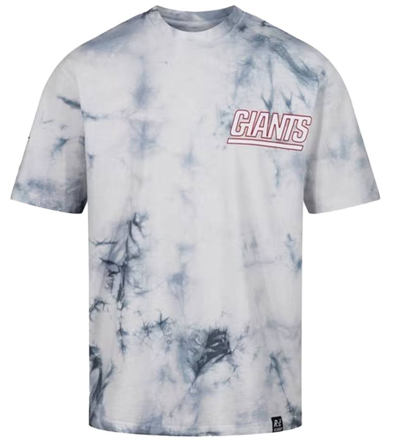 RE:COVERED X NFL Herren T-Shirt mit NEW YORK GIANTS Print Baumwoll-Shirt Rundhals-Shirt RCNFL1386 Blau von RE:COVERED