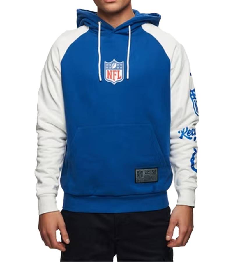 RE:COVERED X NFL Indianapolis Colts For the Shoe Herren Kapuzen-Pullover mit Logo-Print Baumwoll-Hoody Langarm-Shirt RCNFL1569 Blau/Weiß von RE:COVERED