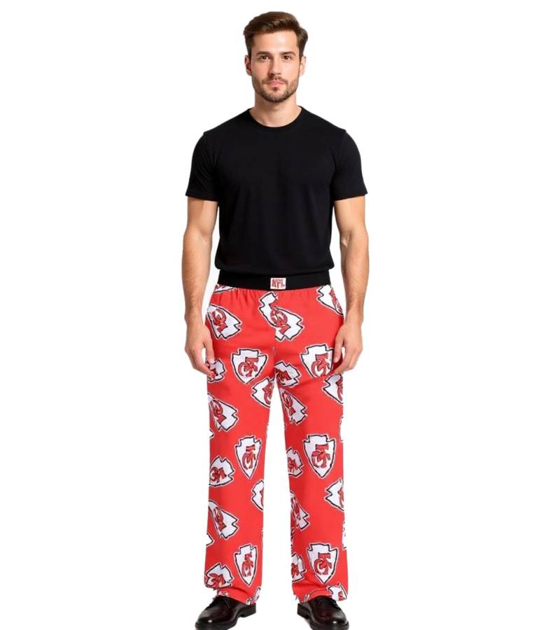 RE:COVERED X NFL Kansas City Chiefs Loungepants Herren Schlafanzug-Hose mit Team-Logo Baumwolle Pyjama-Hose RCNFL1400 Rot von RE:COVERED