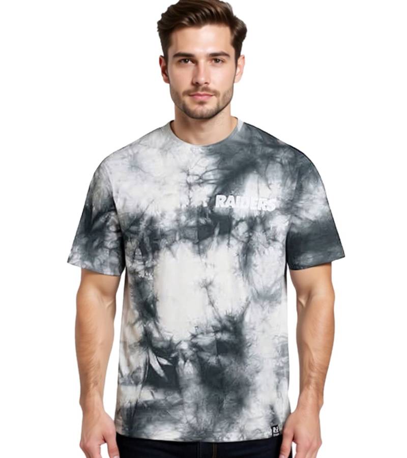 RE:COVERED X NFL Las Vegas Raiders Herren T-Shirt mit Logo-Print Baumwoll-Shirt Rundhals-Shirt RCNFL1380 Grau/Weiß von RE:COVERED