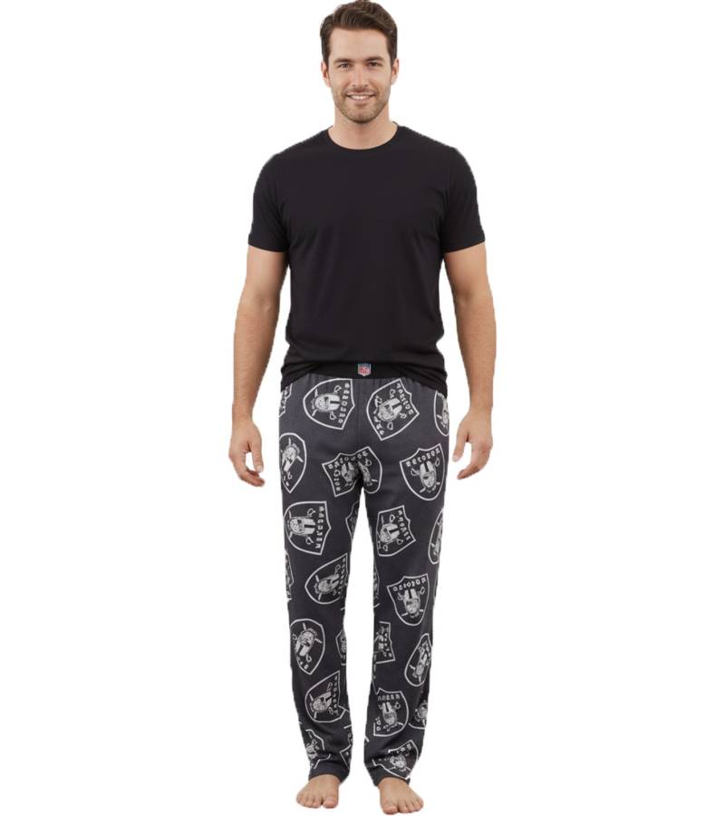 RE:COVERED X NFL Las Vegas Raiders Loungepants Herren Schlafanzug-Hose mit Team-Logo Baumwolle Pyjama-Hose RCNFL1406 Grau von RE:COVERED