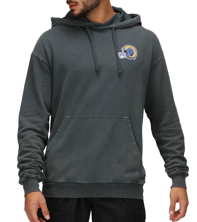 RE:COVERED X NFL Los Angeles Rams Herren Kapuzen-Pullover mit ‎‎Rams Schriftzug Baumwoll-Hoody Langarm-Shirt RCNFL1316H Grau von RE:COVERED