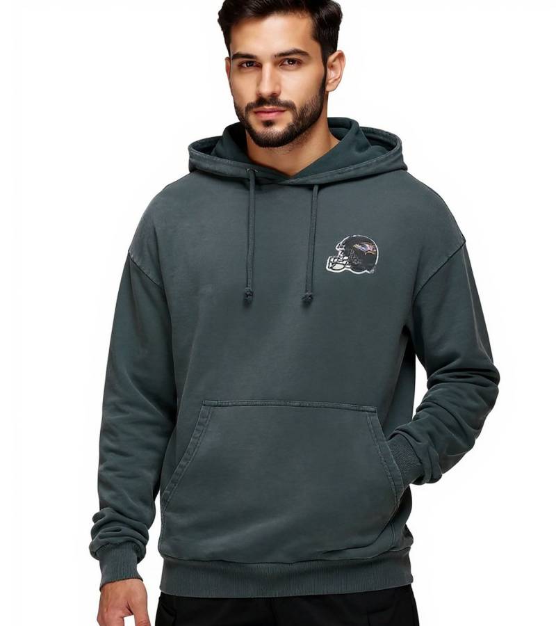 RE:COVERED X NFL Miami Baltimore Ravens Herren Kapuzen-Pullover mit Helm-Patch Baumwoll-Hoody Langarm-Shirt RCNFL1316I Schwarz von RE:COVERED