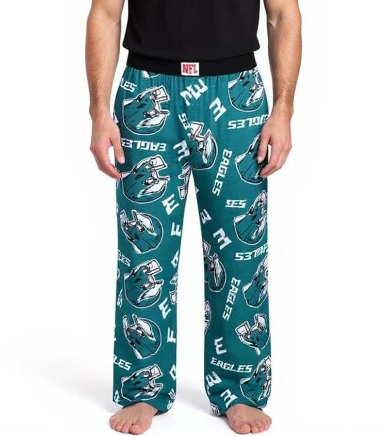 RE:COVERED X NFL Philadelphia Eagles Loungepants Herren Schlafanzug-Hose mit Team-Logo Baumwolle Pyjama-Hose RCNFL1461 Midnight-Grün von RE:COVERED