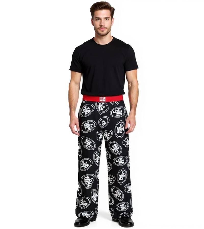 RE:COVERED X NFL San Francisco 49ers Loungepants Herren Schlafanzug-Hose mit Team-Logo Pyjama-Hose RCNFL1396 Schwarz/Weiß von RE:COVERED