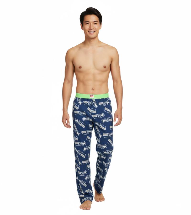 RE:COVERED X NFL Seattle Seahawks Loungepants Herren Schlafanzug-Hose mit Team-Logo Baumwolle Pyjama-Hose RCNFL1427 Navy von RE:COVERED
