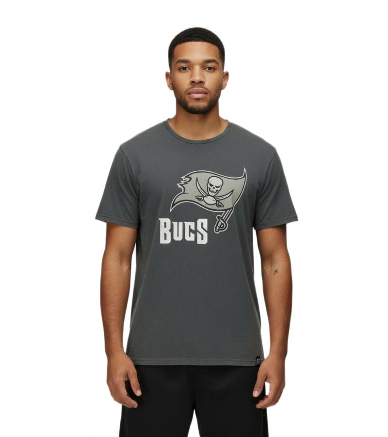RE:COVERED X NFL Tampa Bay Buccaneers  Herren T-Shirt mit Logo-Print Baumwoll-Shirt Rundhals-Shirt RCNFL1317C Grau von RE:COVERED